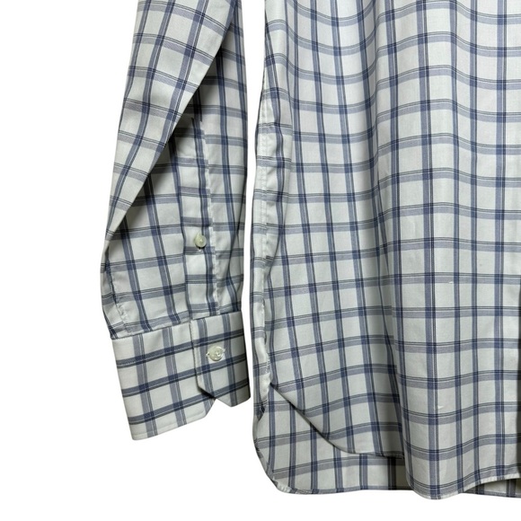 Ermenegildo Zegna Checkered Button Dress Shirt Size 42 Neck 16.5 Blue White - Picture 3 of 7